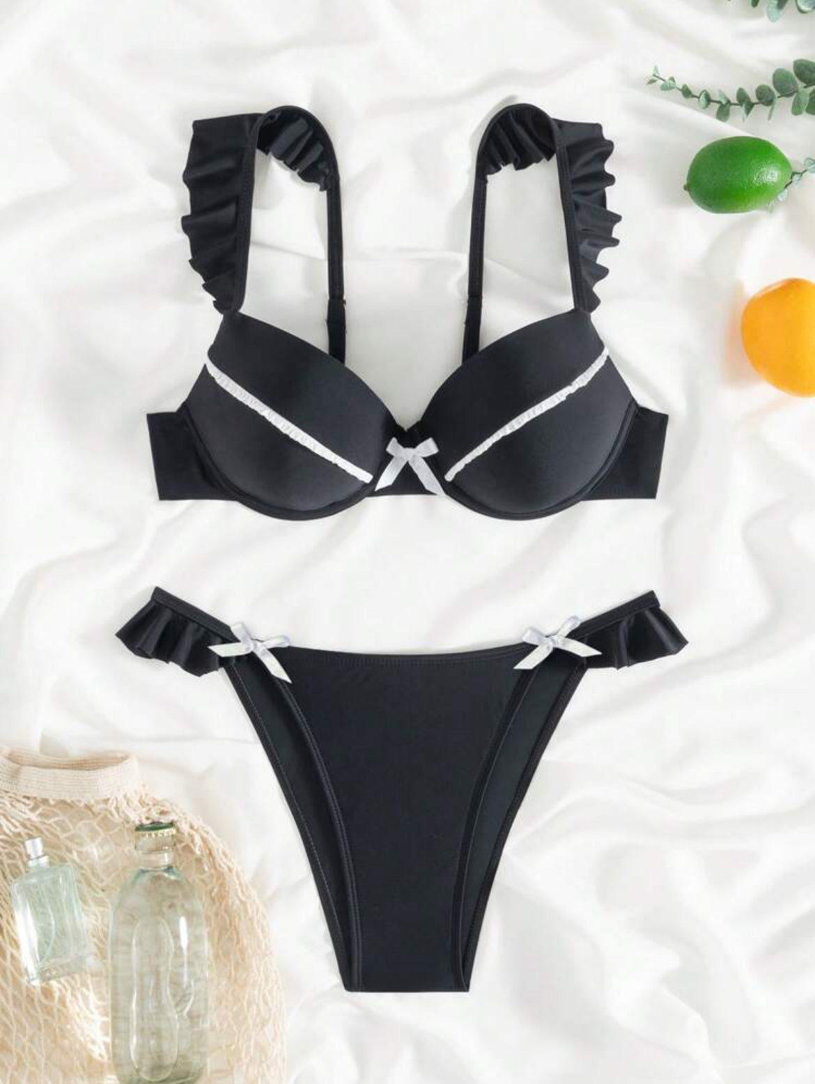 1271S swim mod conjunto de bikini acolchado con aro negro