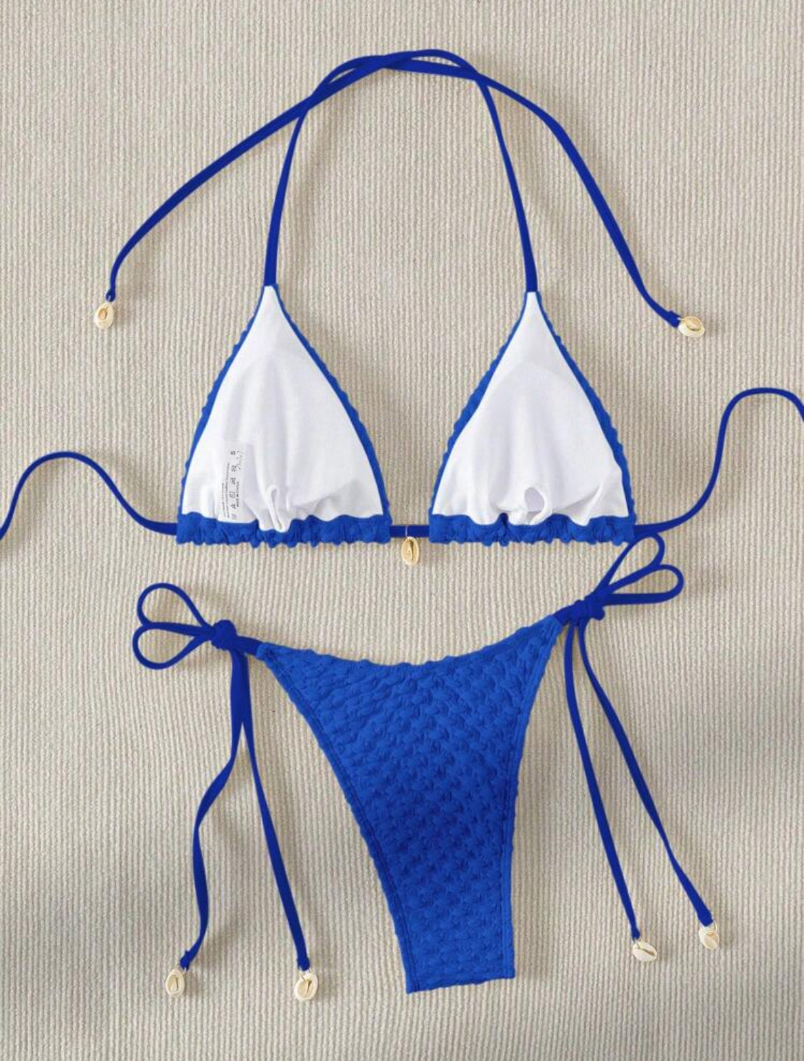 9199M swim conjunto se bikini de triangulo halter azul