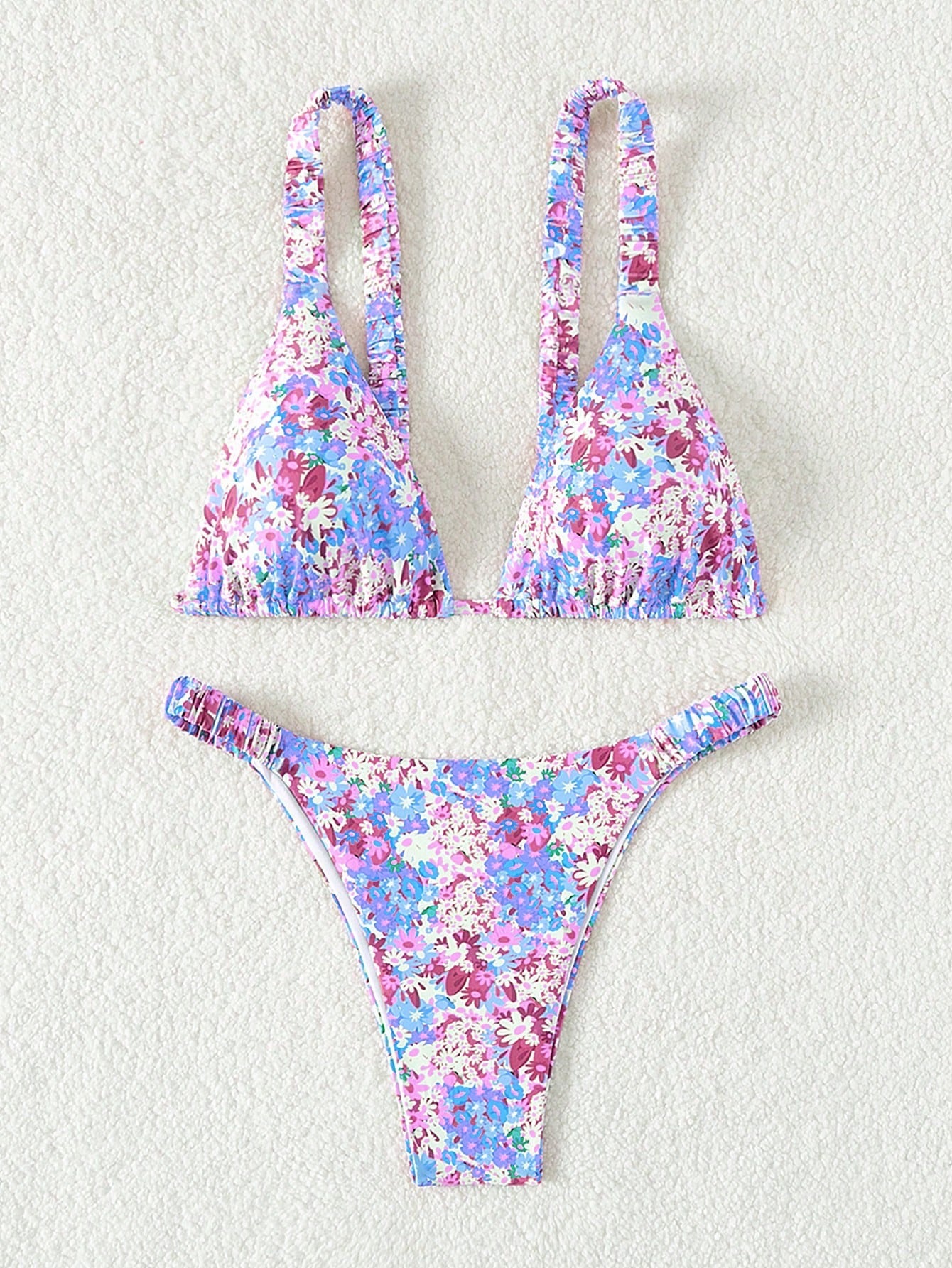 0495S swim mod conjunto de bikini de dos piezas con estampado floral