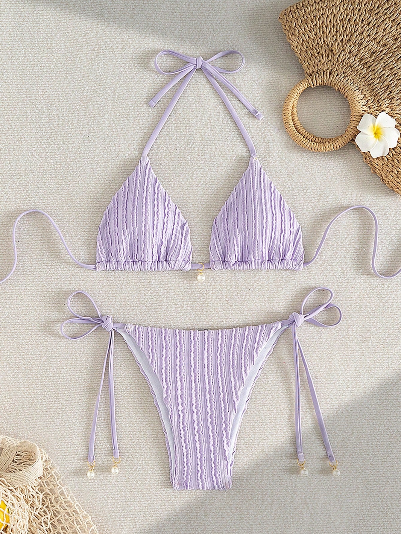 9096M swim set de piezas de bikini halter morado