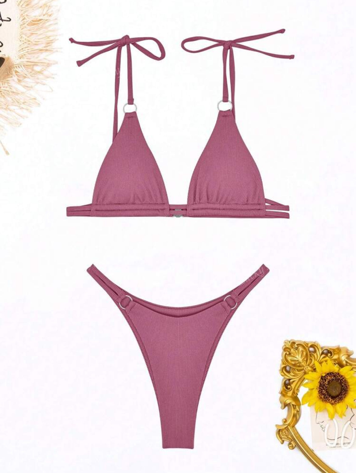 5510M conjunto de bikini morado de tirantes halter