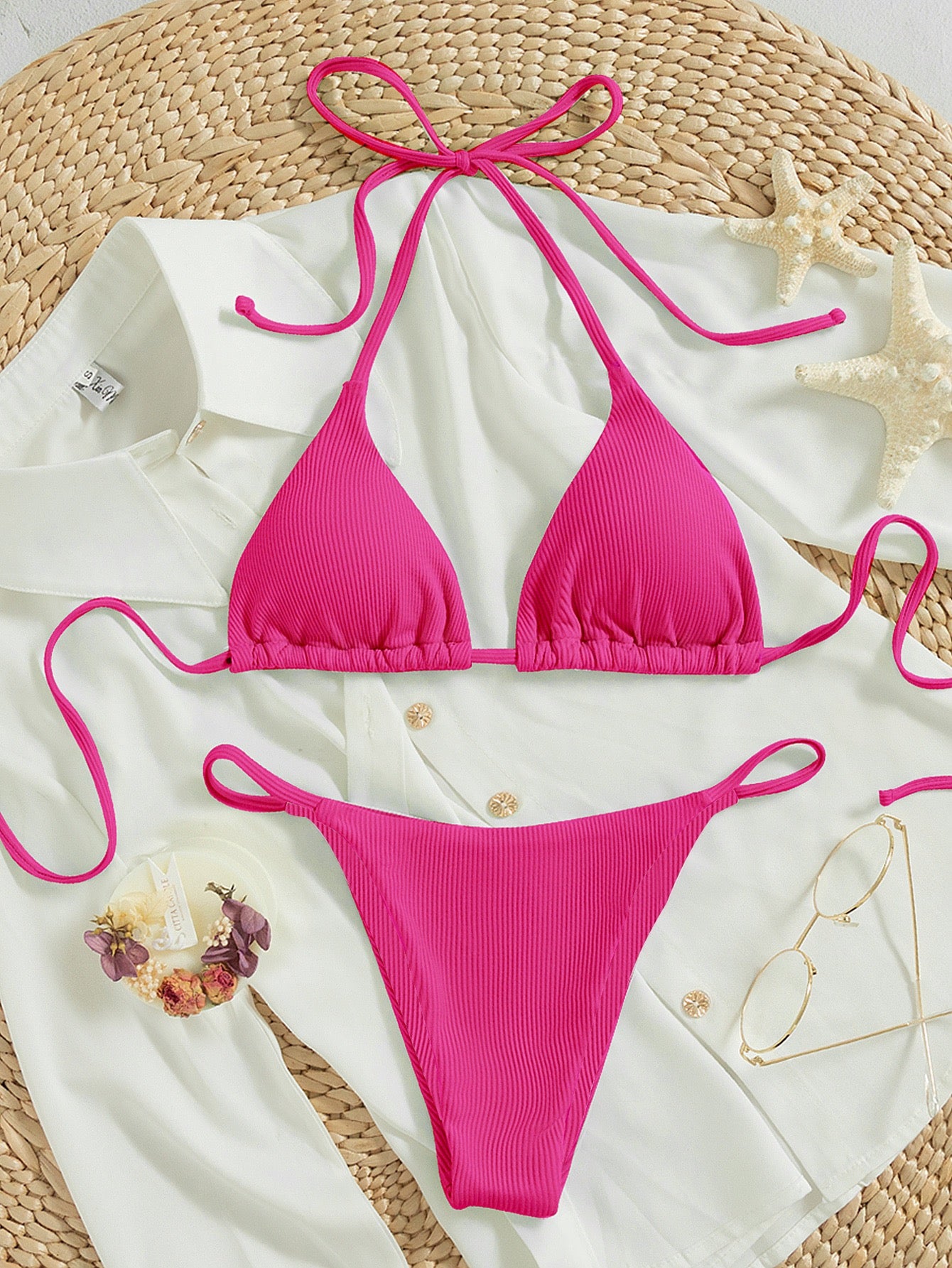 9001S Conjunto de bikini de triangulo halter