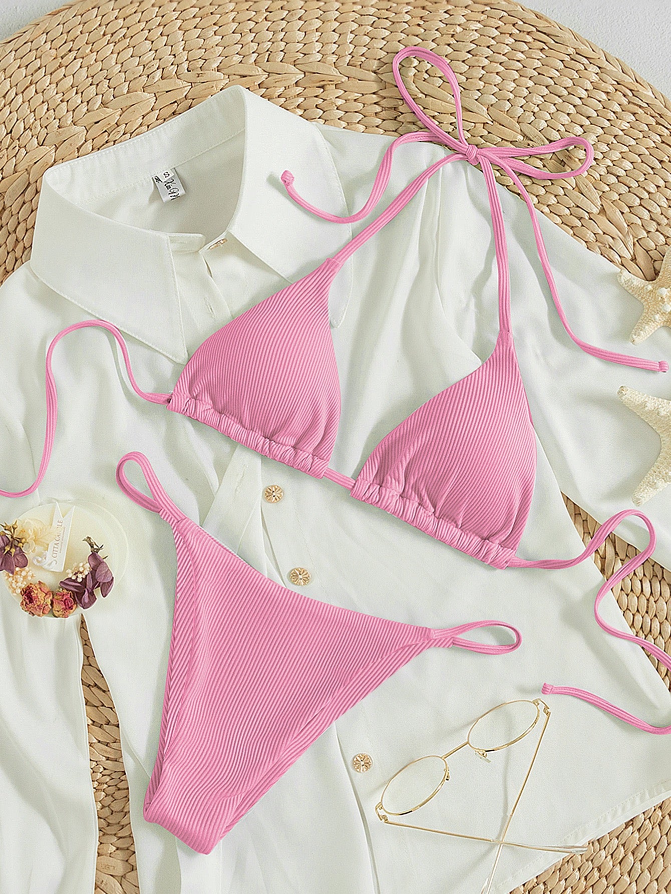 8755 swim bikini triangular con cuello halter