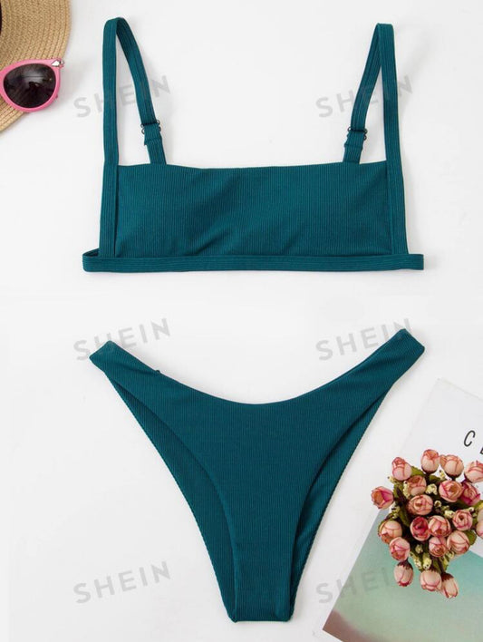 Swim conjunto de bikini de corte alto