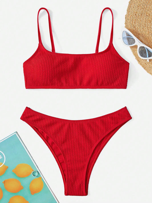 Conjunto de bikini acanalado de verano