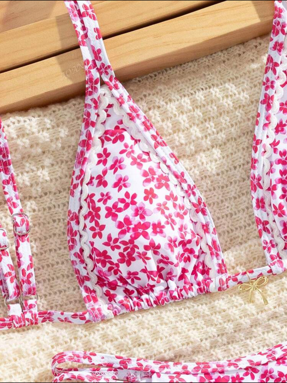 0535M conjunto de bikini elegante de tela suave rosado con estampado floral