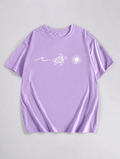 8422S camiseta informal de verano de corte holgado
