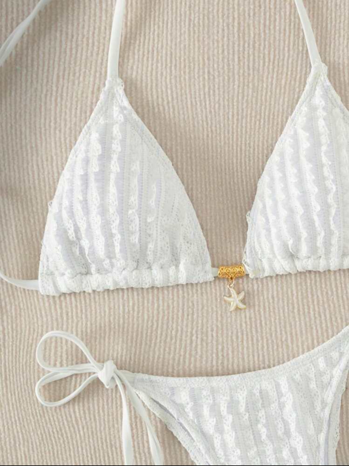 2617S swim conjunto de bikini con escote halter blanco